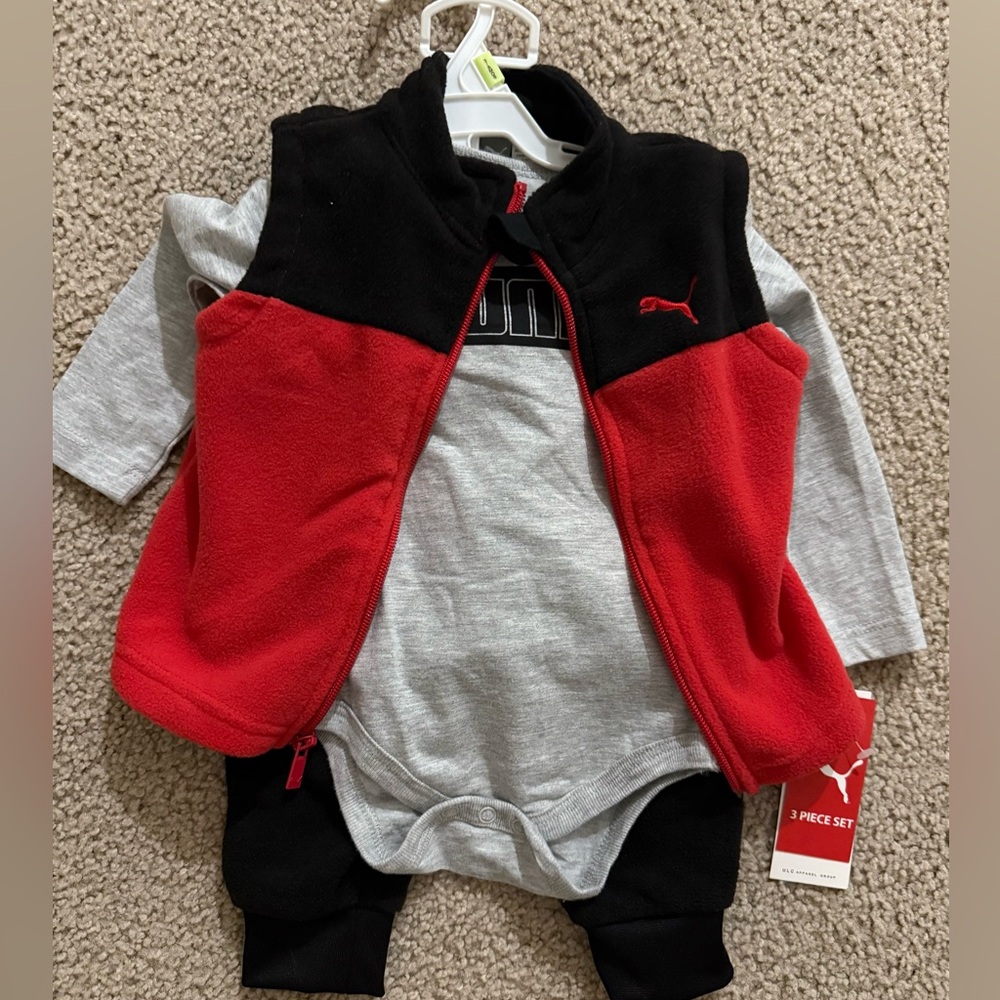 Puma Infant Red and Black Vest Set